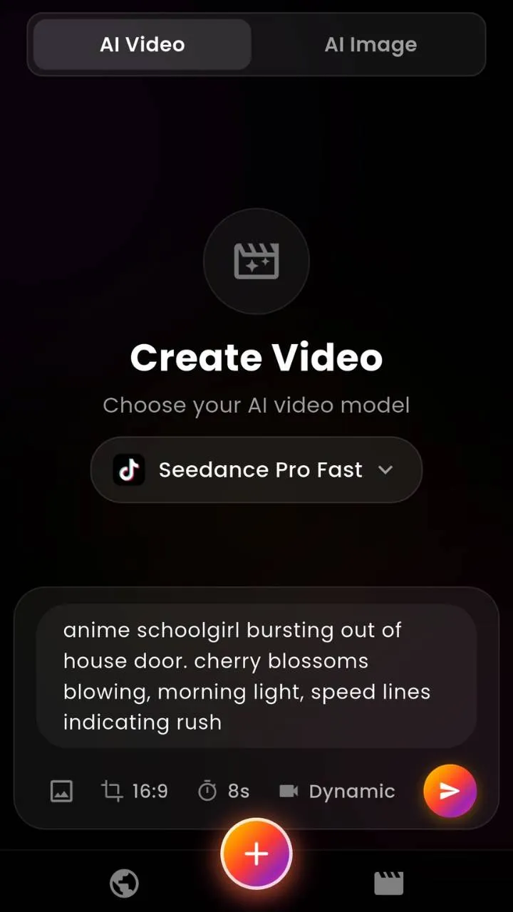 Text to Video AI — prompt-to-video generation inside the VIBE app